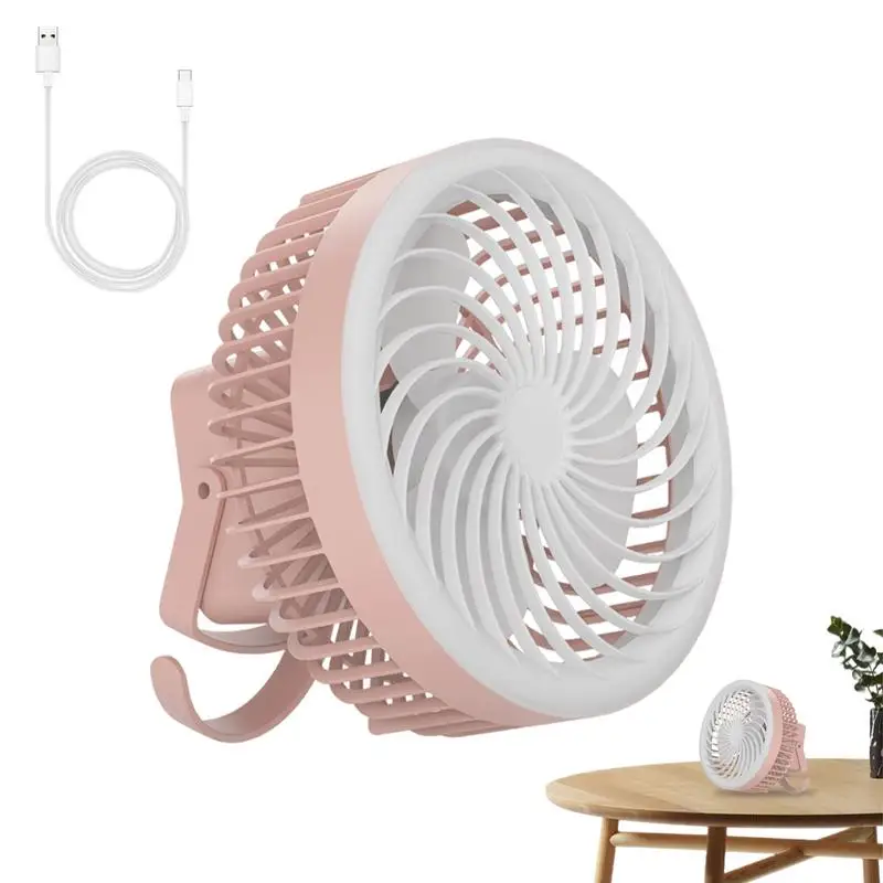 

USB Rechargeable Fan Desktop Fan Handheld Fan Mini Fan Table Fan with LED Light 3 speed Portable Fan Home cooling Supplies