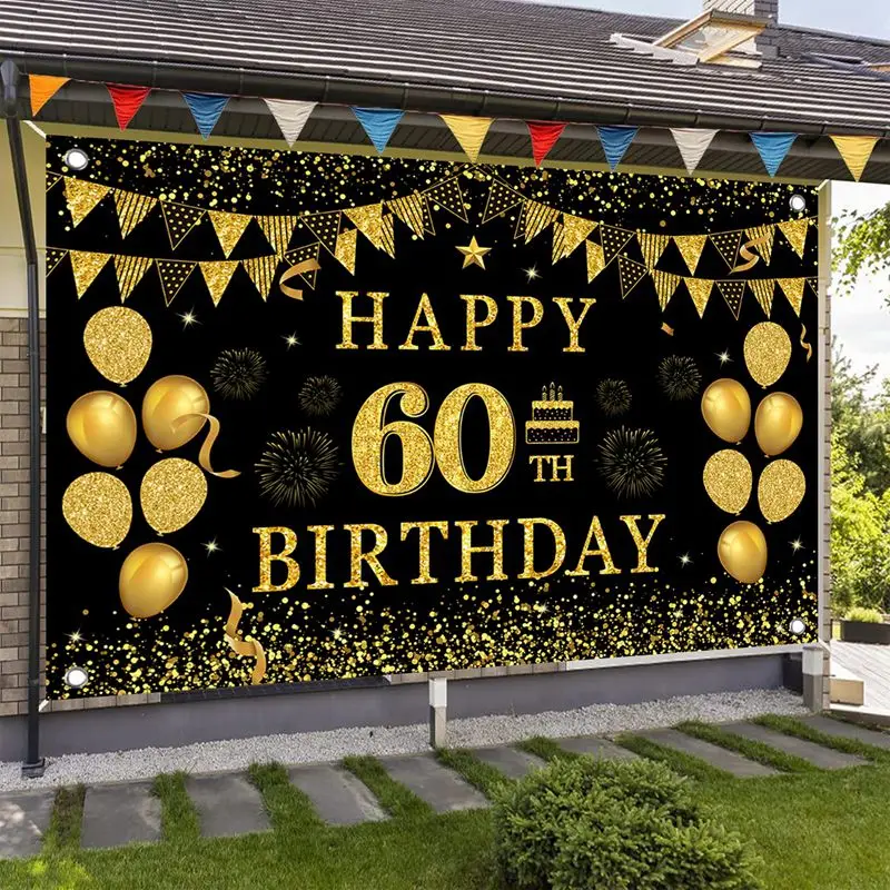 60. Geburtstag Dekorationen Hintergrund Jubel auf 60 Jahre Banner Foto Requisiten Hintergrund Dekor Camping Shooting Fototermin Requisiten Lieferungen – Detail 3