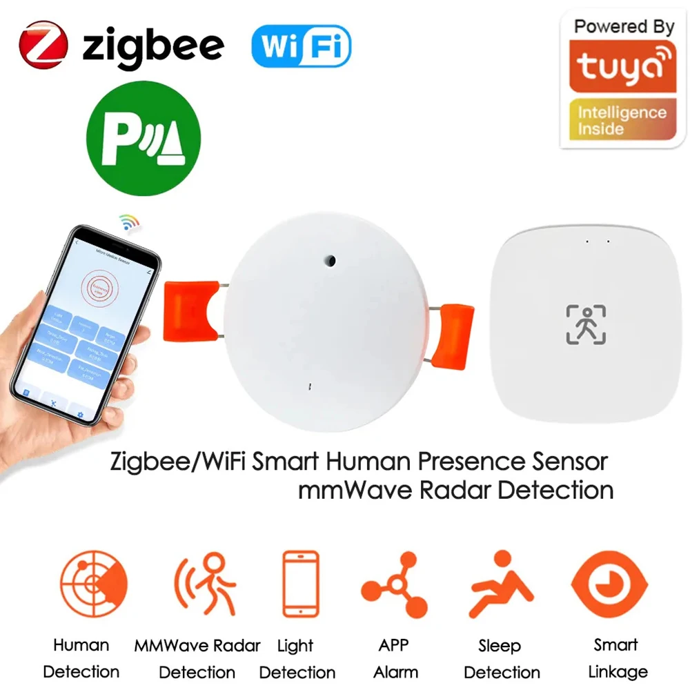 Tuya Zigbee Sensore Di Presenza Umana Mmwave Rivelatore Radar Wifi Smart Life Sensore Di Movimento Con Luminanza/Rilevamento Di Distanza Senza Fili