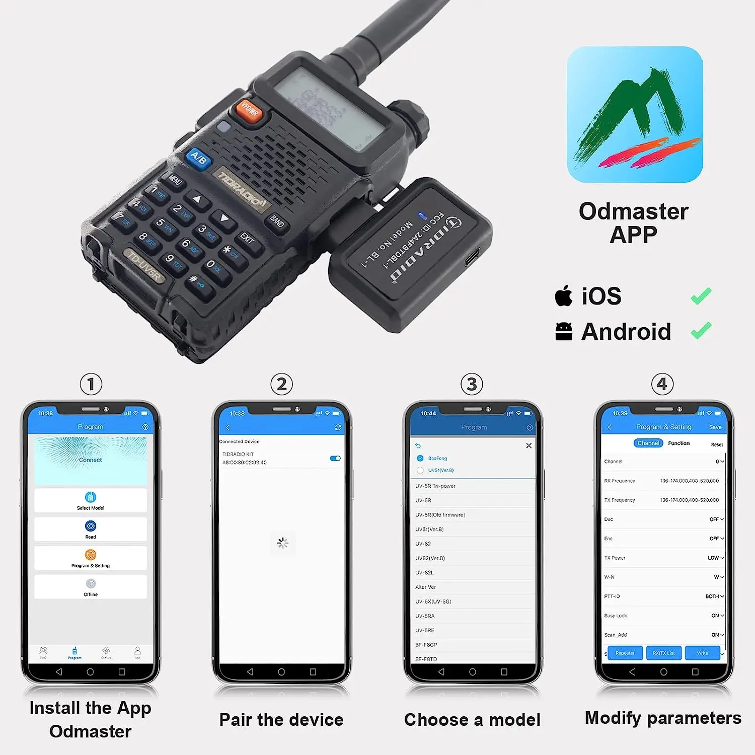 Walkie Talkie ham Radio Cable Wireless Programmer Phone APP programming for Baofeng UV 5R BF-888S Radio Multiple Model