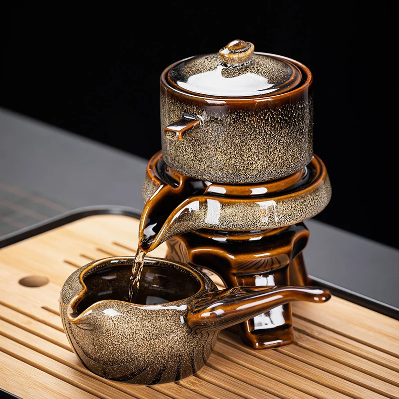 Matcha Tea Set 8 pieces Chinese Kung Fu Automatic Tea Set Bone China Teapot and Cup Travel Set for 6 People