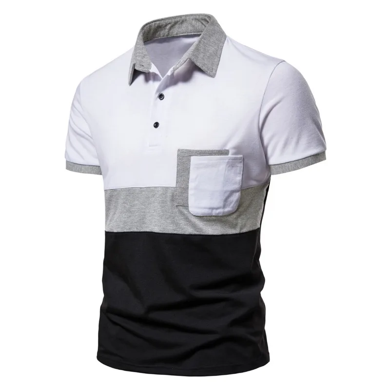 Men's Fashion POLO Collar Cargo Shirt Cotton Linen Breathable T-shirt with A Pocket Shirt on The Chest Рубашки Men