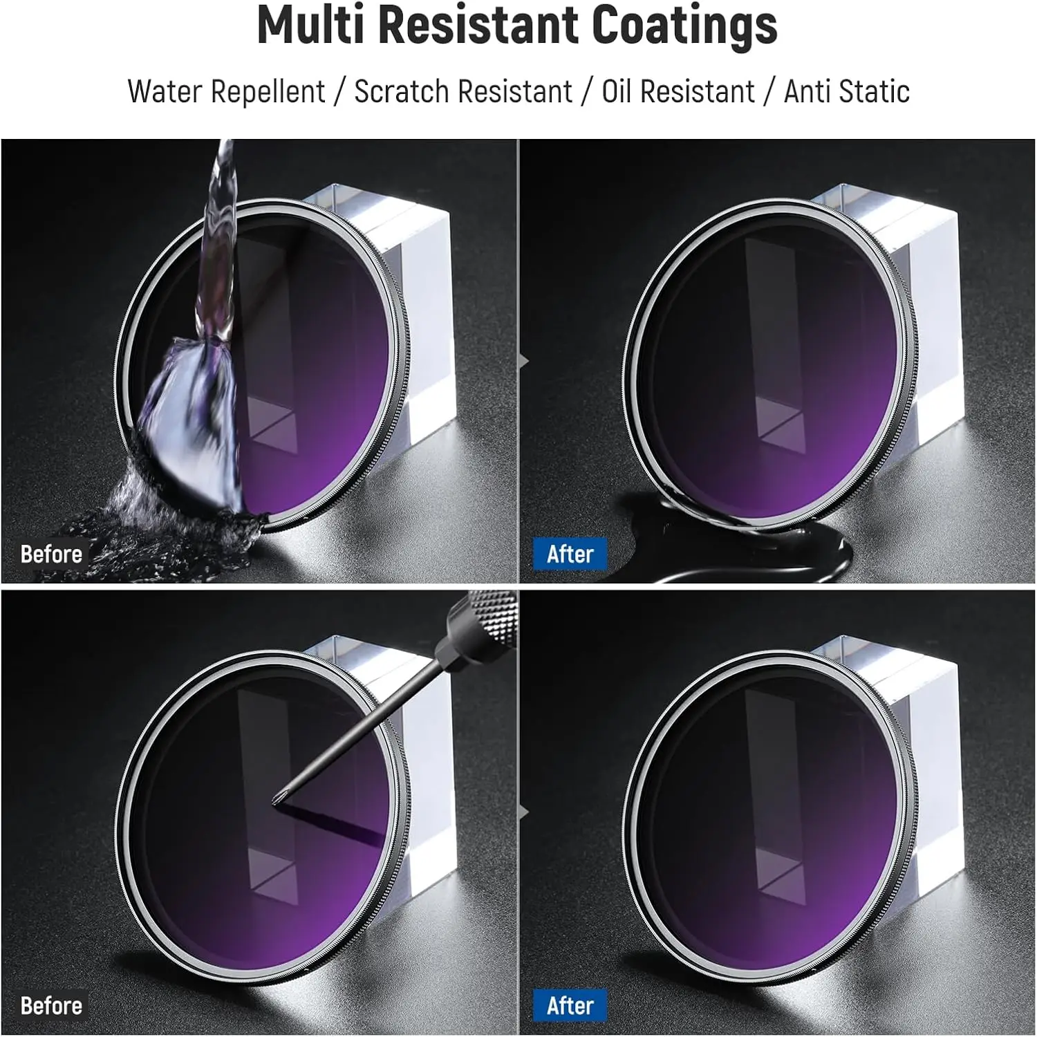 Filtre ND Variable 72mm NEEWER ND2-ND400 1-9 Stops