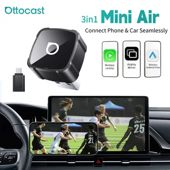 Ottocast MINI AIR 3 en 1 Inalámbrico CarPlay Android Auto para iPhone, Duplicación de Pantalla, Carplay Plug & Play, Accesorios para Auto, NUEVO 2026 1