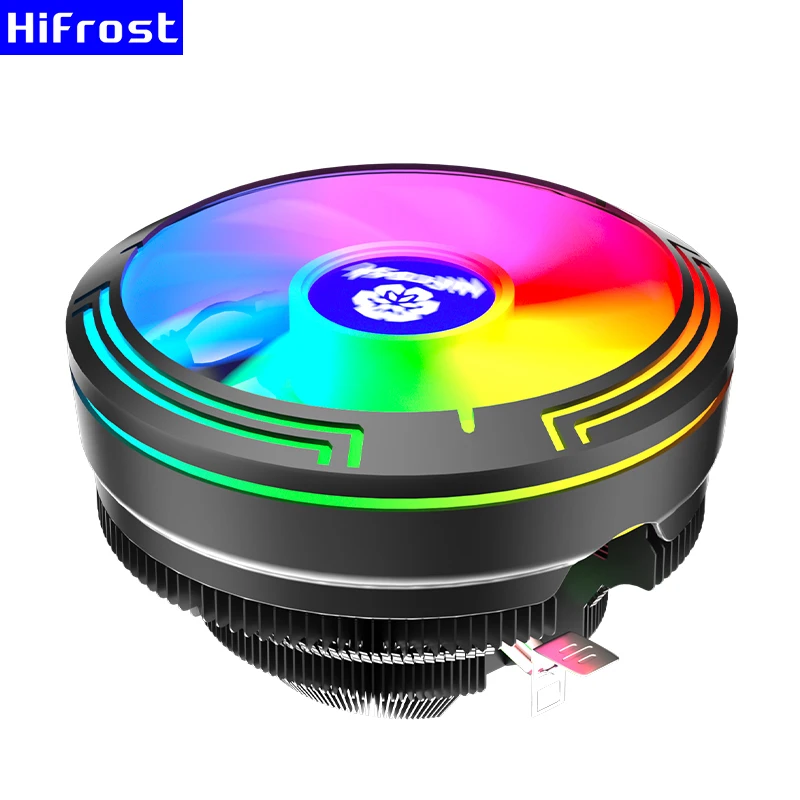 RGB CPU Cooler TDP 95W Cooling PC Radiator Fan 124mm Quiet CPU Cooling Fan 12V 4PIN PWM Black Aluminum Fins for Intel AMD
