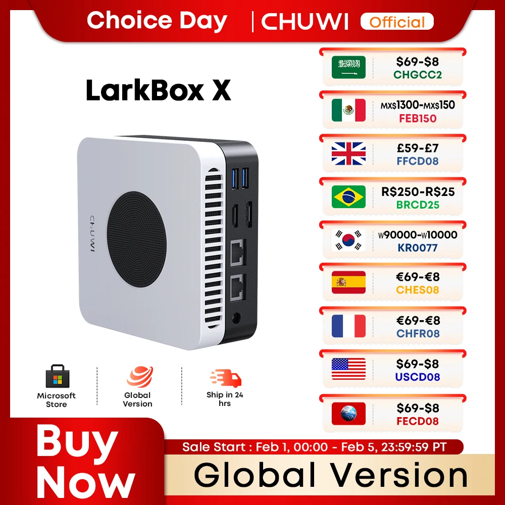 CHUWI LarkBox X Mini PC Intel N100 Game PC UHD Graphics for 12th 