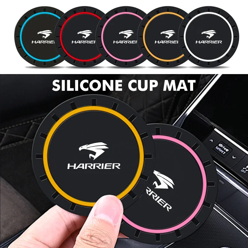 2pcs Car Anti-Slip Pad Coaster Silicone Water Cup Holder Mat for Toyota Harrier 80 30 60 XU30 XU60 Venza