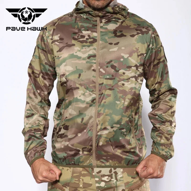 

Outdoor Hooded Skin Suit Men's UV Resistant Tactical Combat Camouflage Sunscreen Breathable Hiking Climbing Fishing Jacket