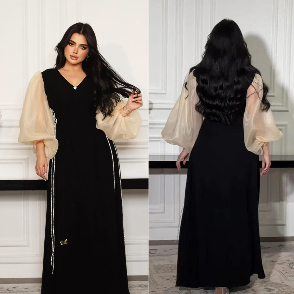 Satin Cocktail Party A-line V-Neck Bespoke Occasion Dresses Ankle-Length