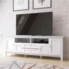 SOLID WOOD Universal TV Media Stand,72inch Wide,Farmhouse Rustic,Living Room Center for Flat Screen TVs up to 80 inches in White 1