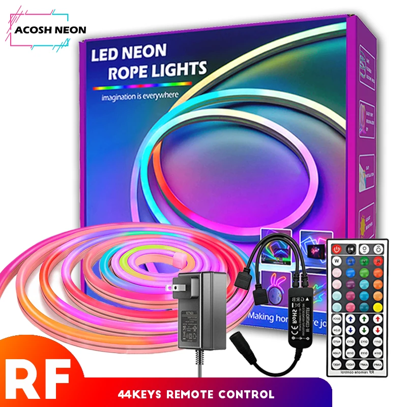 

1-10M/32.8F RGB Neon Strip Led Light Strips Multicolor Illumination Gaming Room Ambience Decoration LED Strip Water Proof 12V