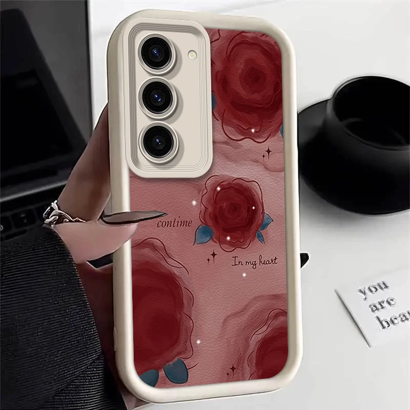 Rose Flower Silicone Phone Case - Elegant Protective Cover in Soft Pink