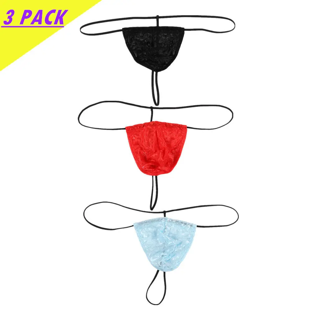 

3PCS/Lot Sexy Mens G-Strings Sexy Gay Underwear T-back Sissy Lingerie Tangas Bikini Low Waist Thongs Mini Panties Gay Jockstrap