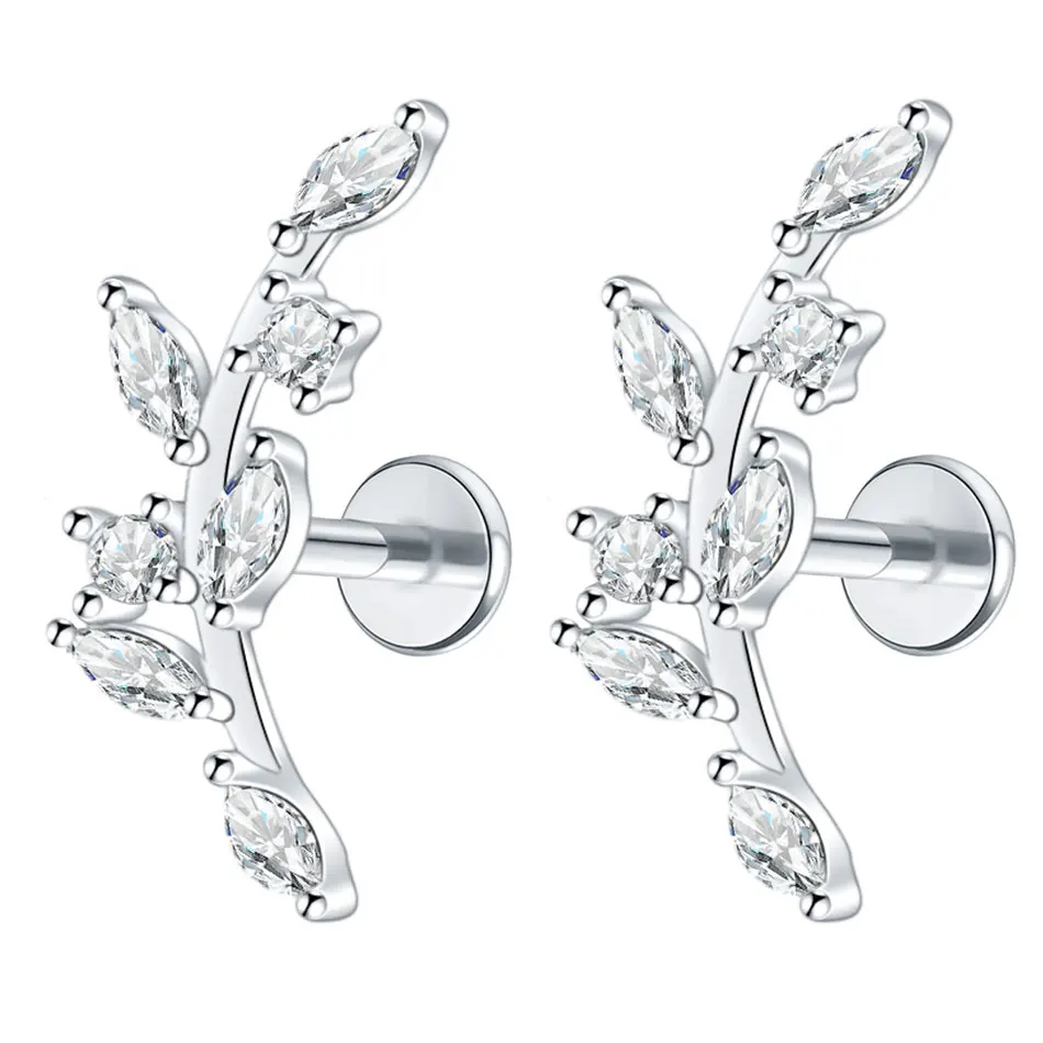 1/5PCS Stahl 16G Cluster Marquise CZ Tragus Helix Stud Conch Lobe Rook Knorpel Blatt Flache Rückseite Labret Ohrstecker Schmuck – Detail 21