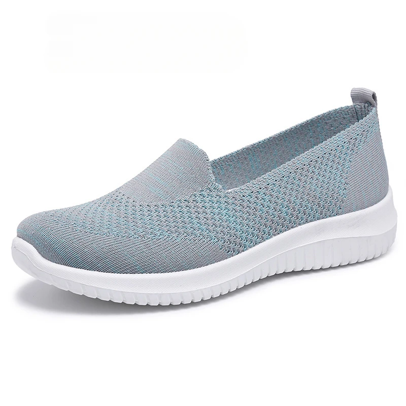 Knitted breathable mesh women's shoes casual and comfortable walking shoes soft sole non-slip elderly shoes