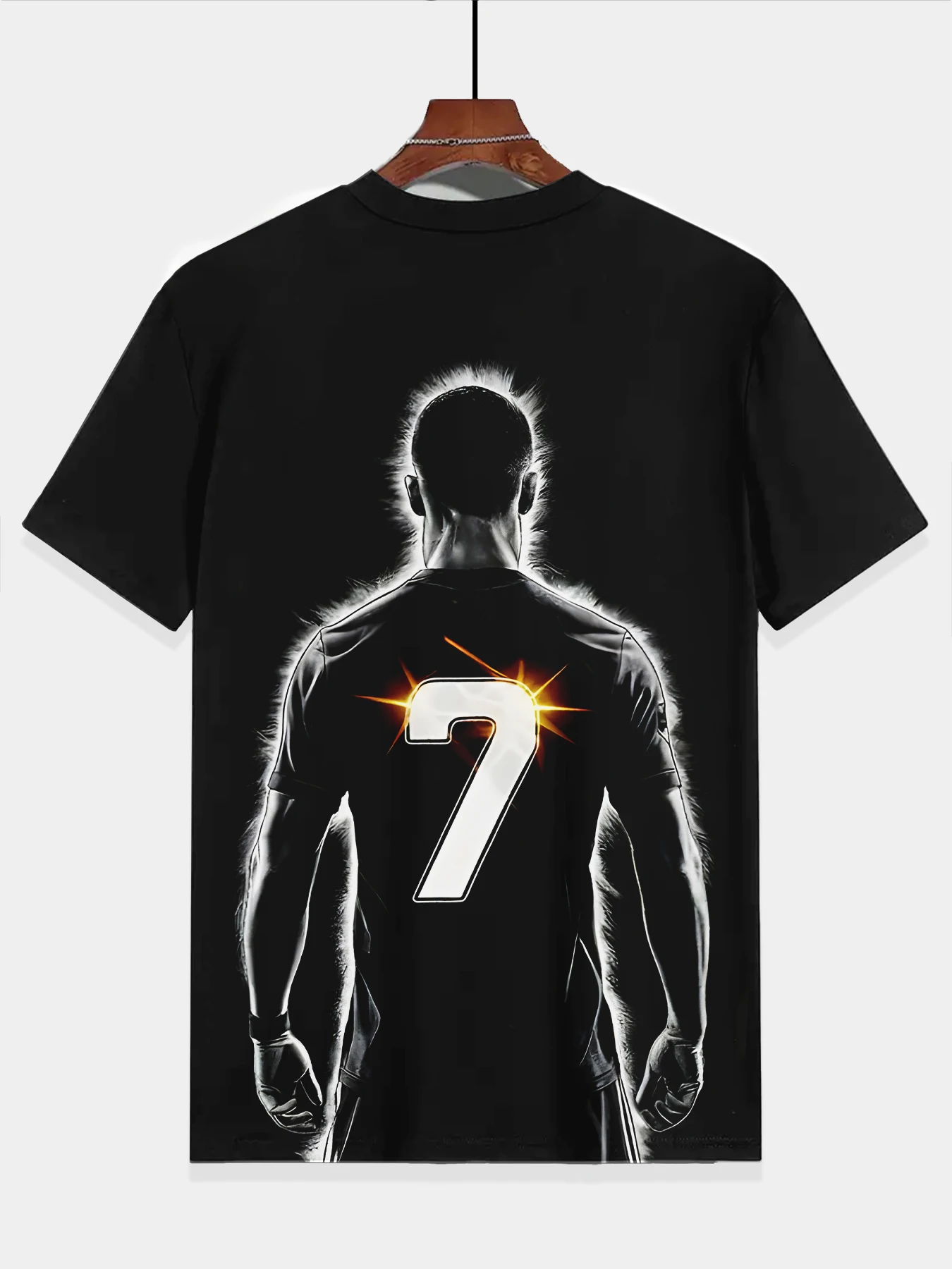 Boys' Summer Fashion 3D Printed T-shirt - Casual and Comfortable, Size 7 Super Football Superstar Short Sleeve, Black Anime 3