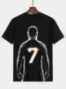 Boys' Summer Fashion 3D Printed T-shirt - Casual and Comfortable, Size 7 Super Football Superstar Short Sleeve, Black Anime 3