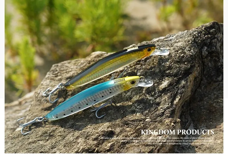 KINGDOM Schwimmender Minnow-Köder 120mm 23g 130mm 30g Weitwurf-Hartköder mit Dreifachhaken für Wolfsbarsch-Angeln – Detail 12
