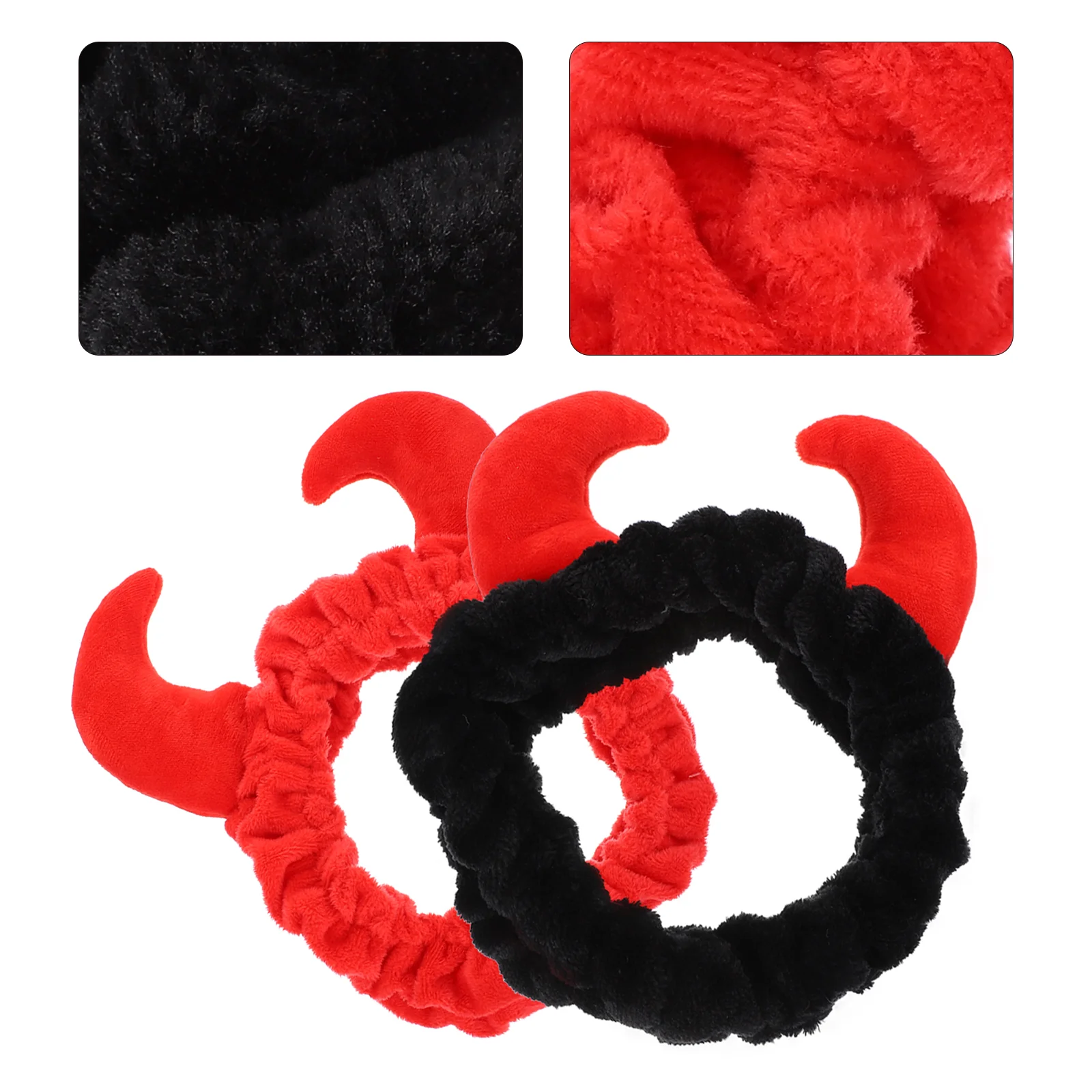 

2 Pcs Face Wash Hair Tie Elastic Sport Headbands For Women Headwrap Beauty Tool Tiara Reusable Lovely Horn Plush for Shower