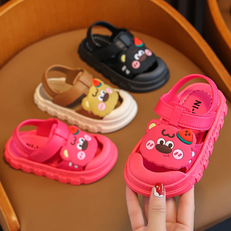 Kids Sandals Babies Non-slip Cartoon Pattern Soft Bottom Footwear Students Sport Shoes