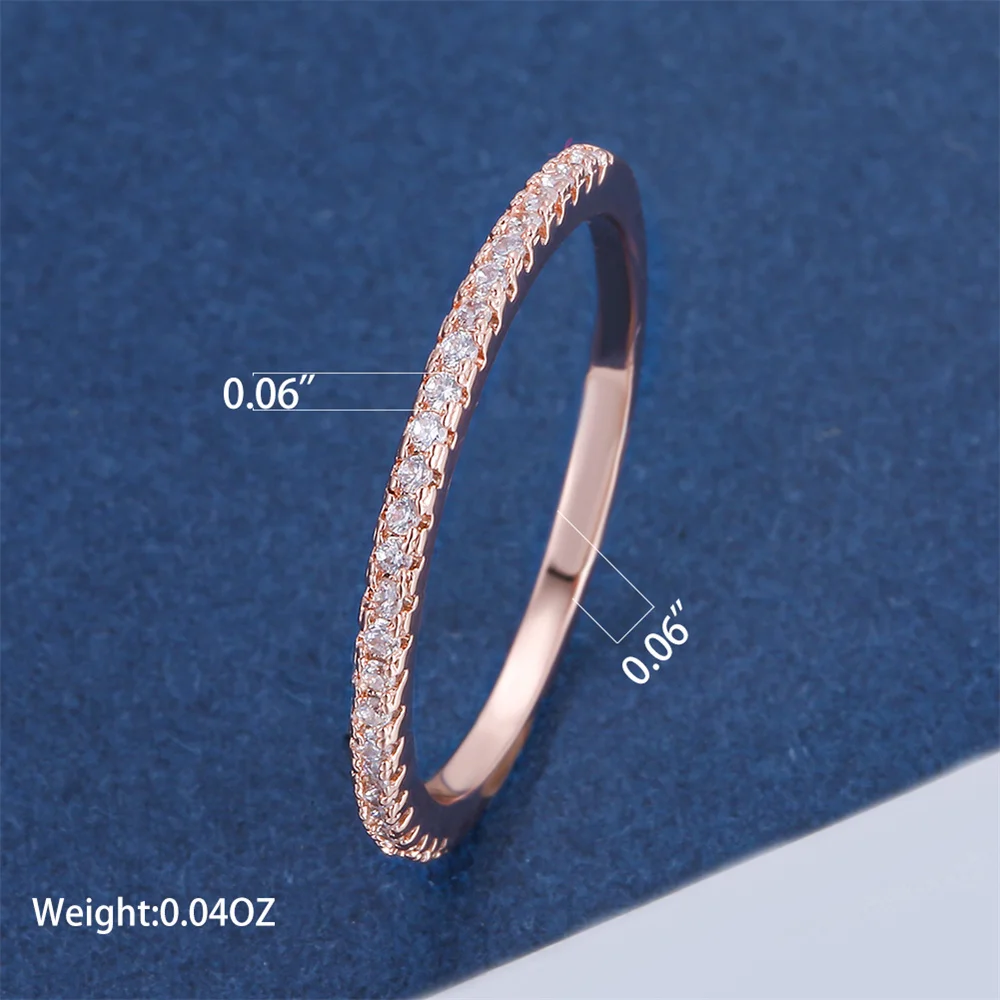 Single Row Stone Wedding Band Rings For Women Rose Gold Simple Fashion Stackable Thin Ring Engagement Jewelry wedding rings,engagement rings,stone rings,fashion rings,gold rings,stackable rings,fashion ring,finger rings