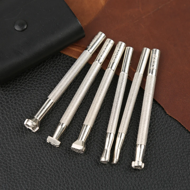 6/20 Pcs Leather Stamping Tools Set Different Shape Saddle Making Stamp Tools Kit Leathercraft Printed Punching