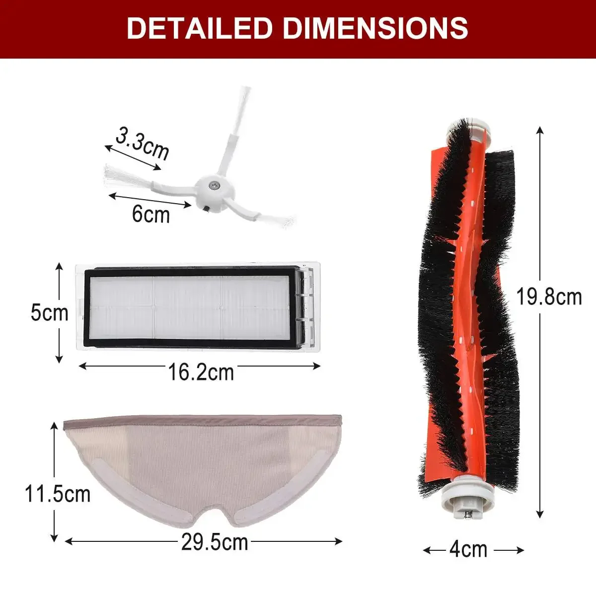 

18PCS Mi Robot Vacuum Cleaner Parts Replacement Kit Main Brush Filters Side Brushes Accessories for Xiaomi Robo2 Robot S50 S51