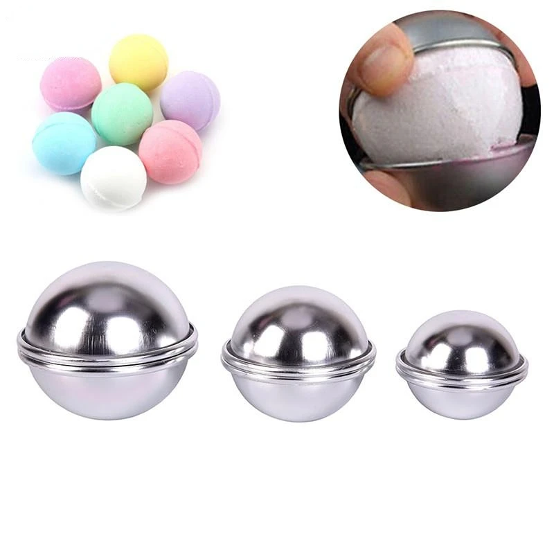 

Sdotter 6pcs/set New Bath Bomb Molds Aluminum Alloy Ball Sphere Bath Bomb Mold Cake Baking Pastry Mould