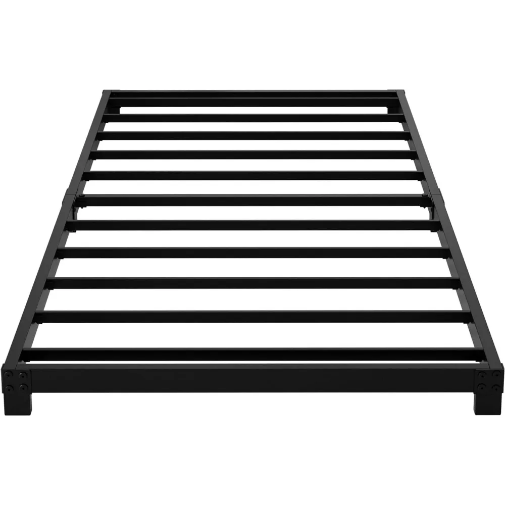 

4 Inch Twin Bed Frames, Heavy Duty Metal Platform Low Bed Frame Twin, No Box Spring Needed, Noise Free, Easy Assembly, Black