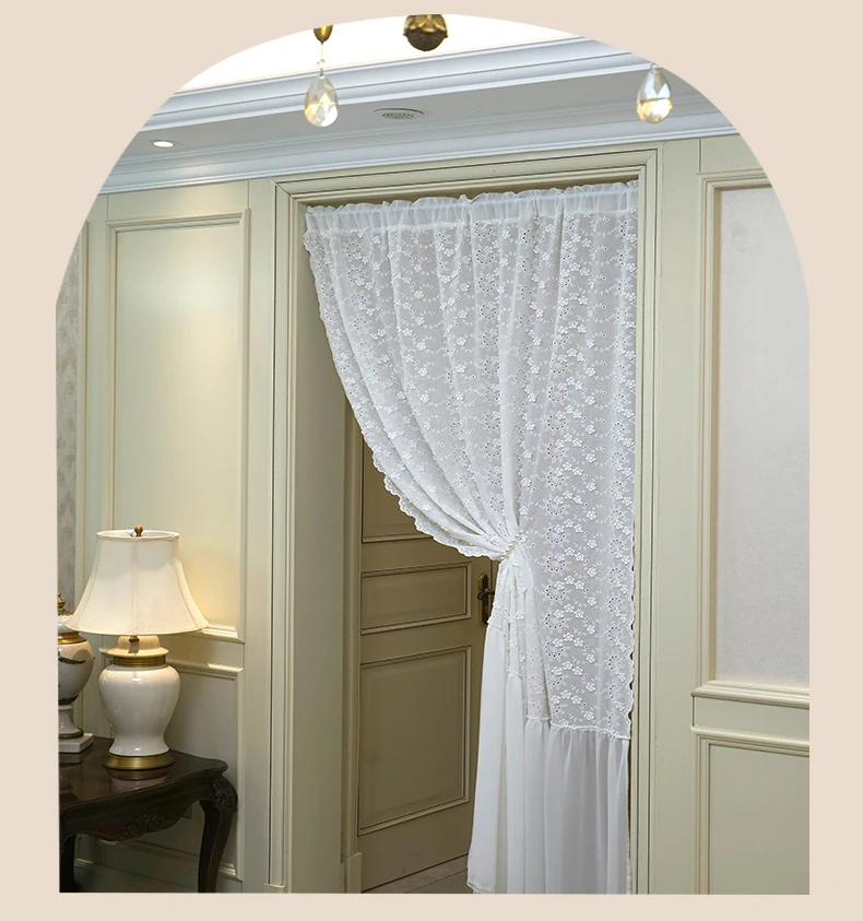 Description Picture 5 of itemLuxury American Cotton Embroidered Curtains for Living Room Door Partition Bay Window Screen Shield Window Drapes Decor