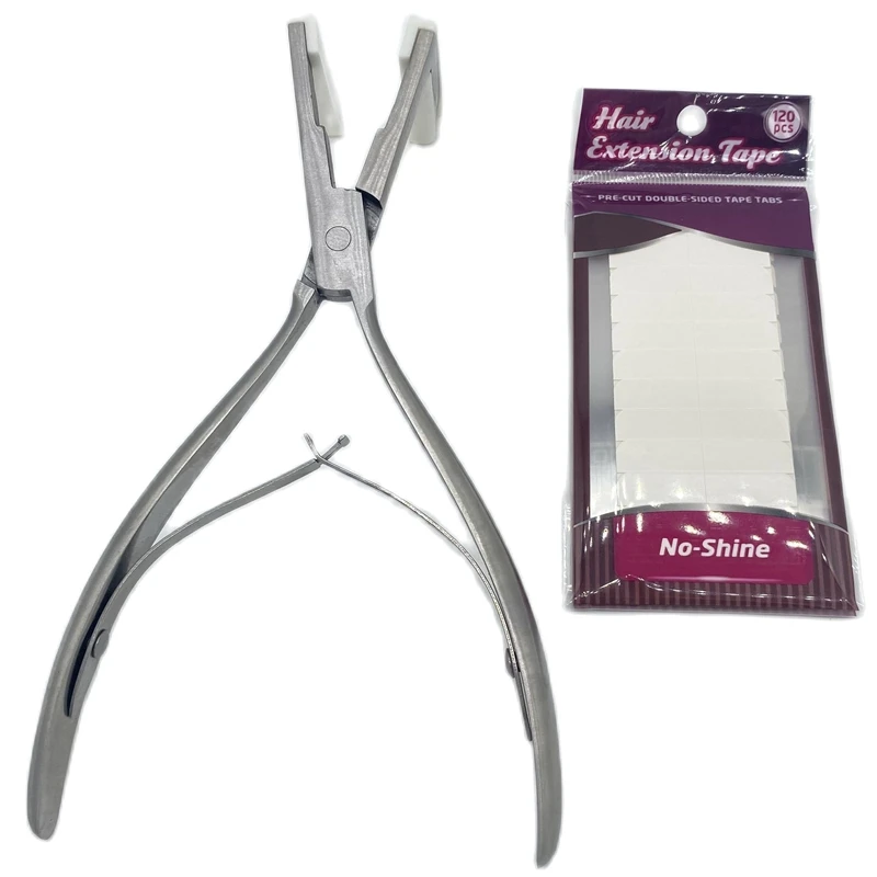 Hair Extension Pliers 1 PC 7 inch Silver Stainless Steel Pliers for tape hair extension Tape Sealing Pliers Keratin Hair Extensions Tools