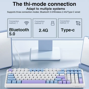 AULA F99 Machanical Keyboard Bluetooth 5.0/2.4G Wireless/Wired Gasket-mounted Gaming Keyboard 99 Keys Customizable Keyboards 2