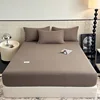 solid color mattress single piece pure cotton mattress cover sheet non-slip all-inclusive mattress Simmons protective cover 1
