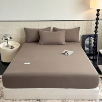 solid color mattress single piece pure cotton mattress cover sheet non-slip all-inclusive mattress Simmons protective cover 1