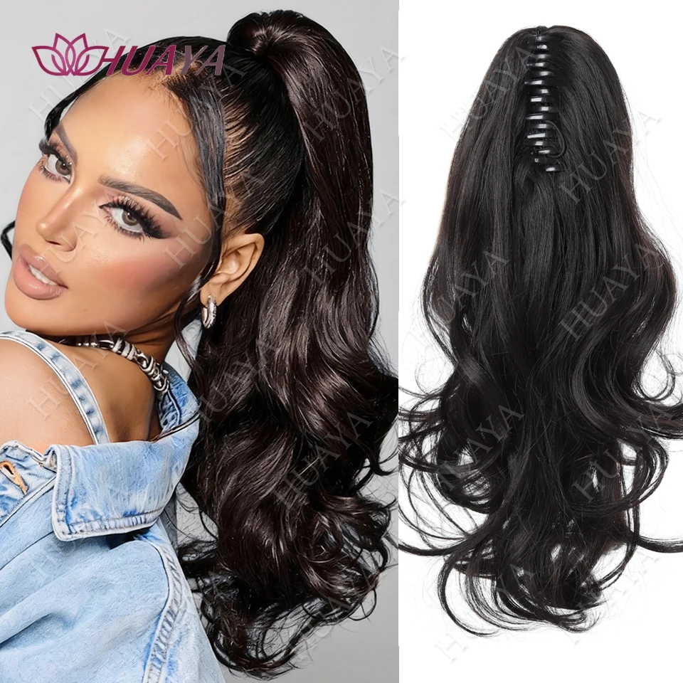 Synthetic Claw Clip Ponytail Extension Curly Wavy Clip in Long Ponytails Hair Extensions Synthetic Hairpiece for Women