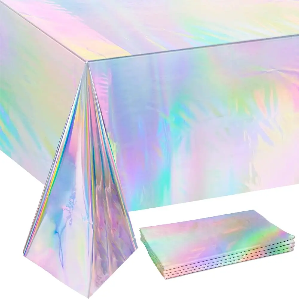 Aluminum Film Tablecloth Table Cover Kids Baby Shower Tablecloth Supplies for Wedding Party Banquet Decoration Iridescence Laser 2