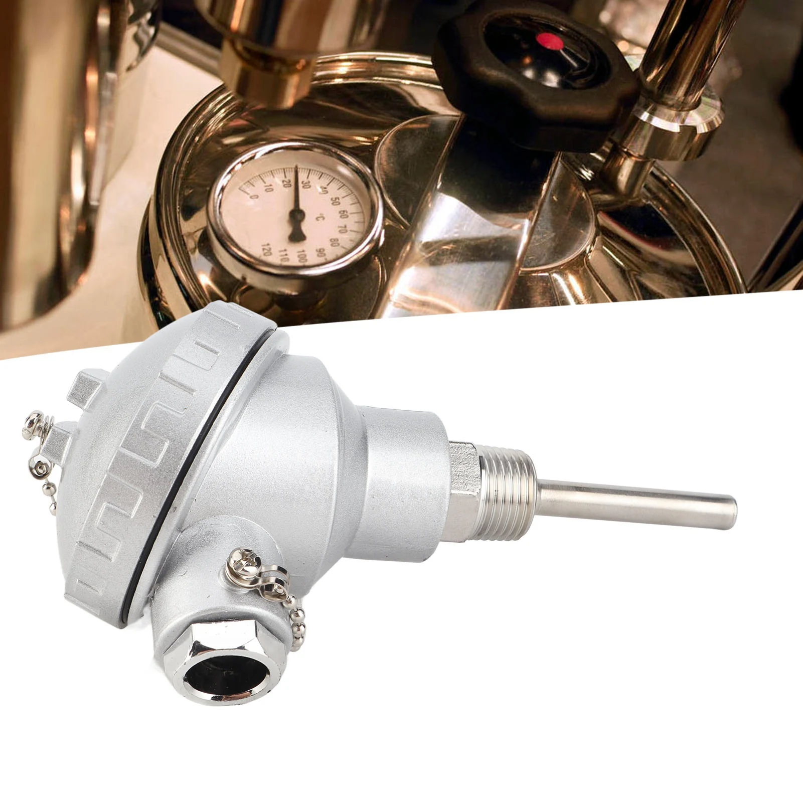 Resistance Temperature Detector PT100 Temperature Sensor Probe 1/2" NPT Thread Thermocouple Terminal Head Temperature Sensor