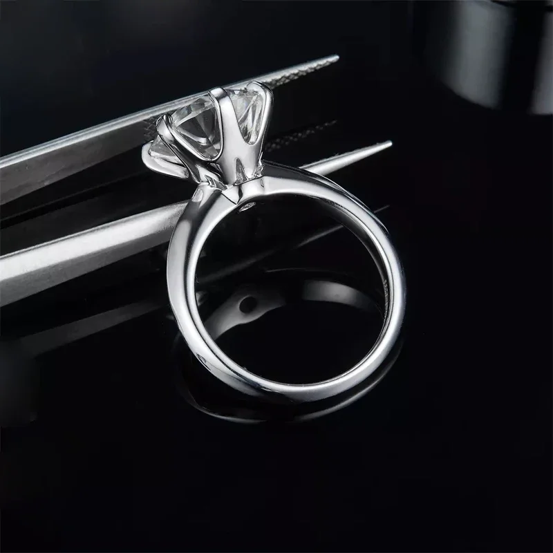 Sparking 5CT Moissanite Rings For Women Engagement Wedding Band 925 Sterling Silver Classic Romantic 6 Claws Ring Jewelry Gift 4