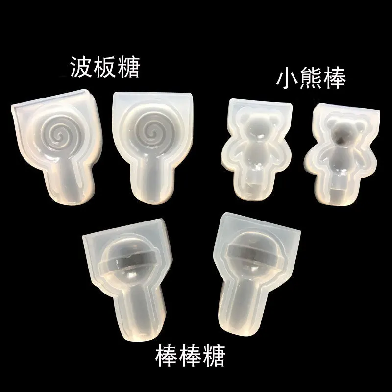 

Mirror Diy Dropping Mold 3 Models of Cub Bear Lollipop Combination 3D Clay Mold 16408