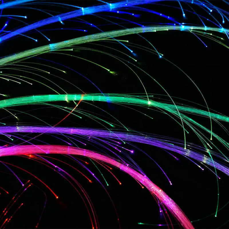 USB Rechargeable LED Fiber Optic whip 360&deg; Swivel Optical Whips Multicolor Disco RGB Dancing Glowing Whip Sparkle Flow string