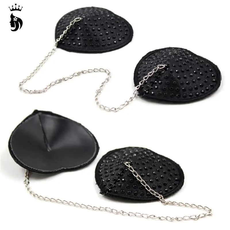 

Black Silicone Nipple Pasties Stickers Bra Pads 1Pair Sexy Chain Nipple Cover Women Reusable Breast Wear