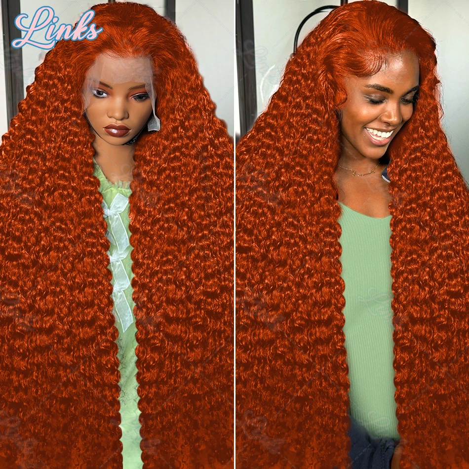 Links Orange Ginger Deep Wave 13x6 HD Lace Frontal Human Hair Wigs 30 Inch Loose Water Culry 13x4 Lace Front Wig For Women lace front wig human hair wigs human hair wig front lace wig