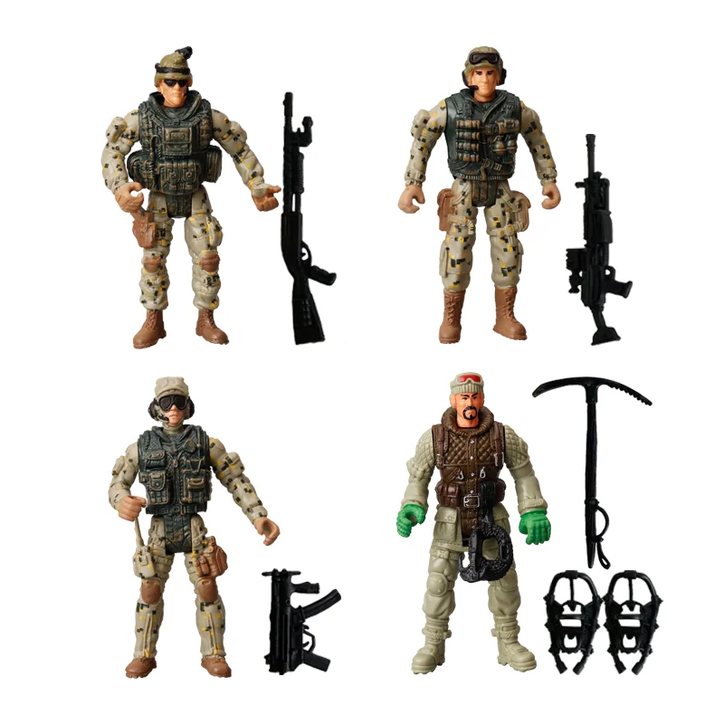 子供のためのアクションフィギュアプレイセット,1:18軍,軍隊,兵士,警察