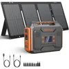Portable Solar Generator, 300W Portable Power Station, Equipped with Foldable 60W Solar Panels and DC/AC Sockets 1