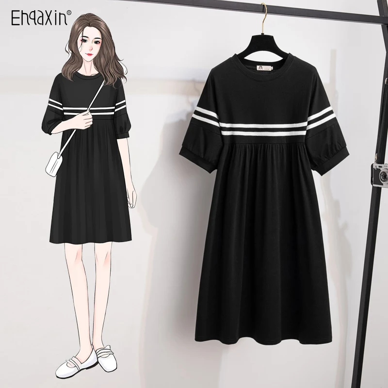 Ehqaxin Womens Casual Dresses 2022 Summer New Loose Fashion Striped