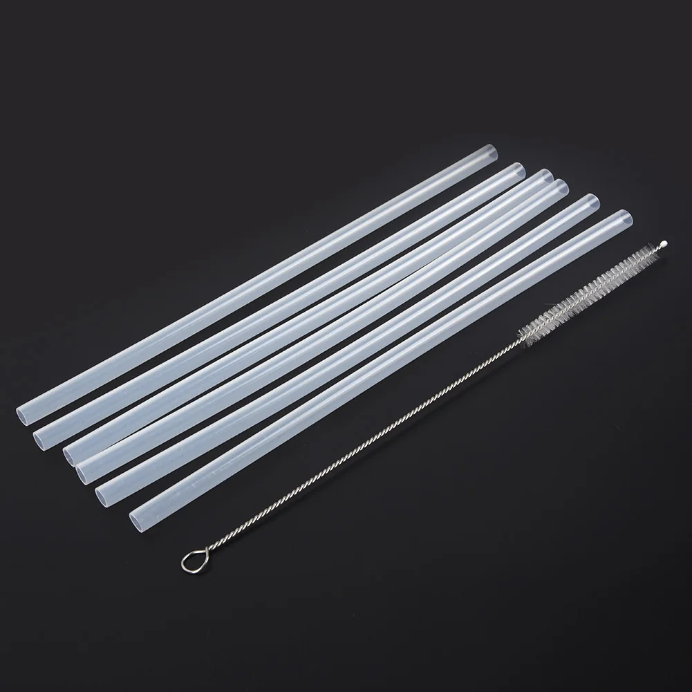 Outdoor Riding Straw Accessories Replacement 6x Straws +1x Cleaning Brush Set 1 Set for Hydro Flask Wide Mouth Bottle