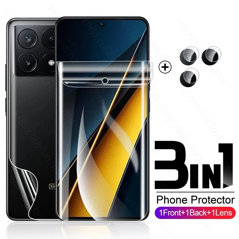 

3In1 Hydrogel Film Back Screen Protector For Poco X 6 X6 Pro 5G Camera Glass Poko Little X6Pro PocoX6 PocoX6Pro 2311DRK48G 6.67"