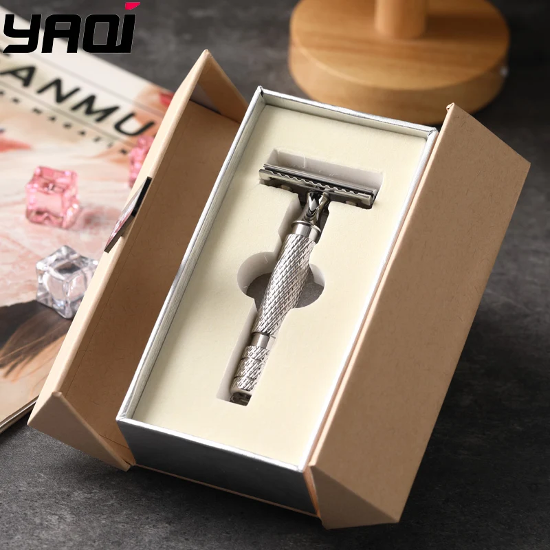 2026 플래시 세일 YAQI PILOT 스테인레스 스틸 안전 면도기 - 0.95mm 블레이드 간격 내구성이 뛰어난 고품질 남성용 그루밍 면도 도구