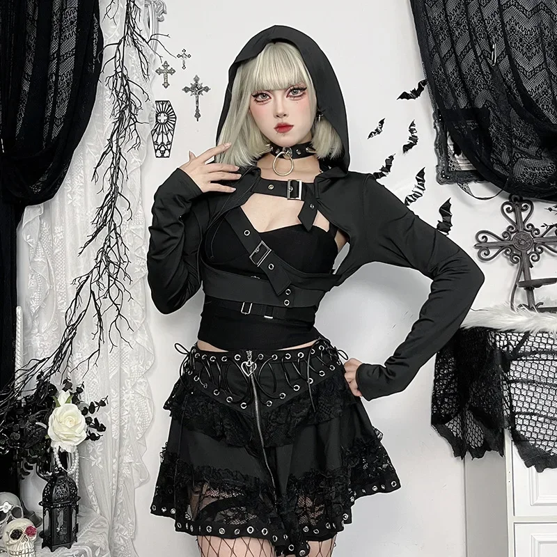 Gothic Women Streetwear Harajuku Retro Punk Tops 2025 New Dark