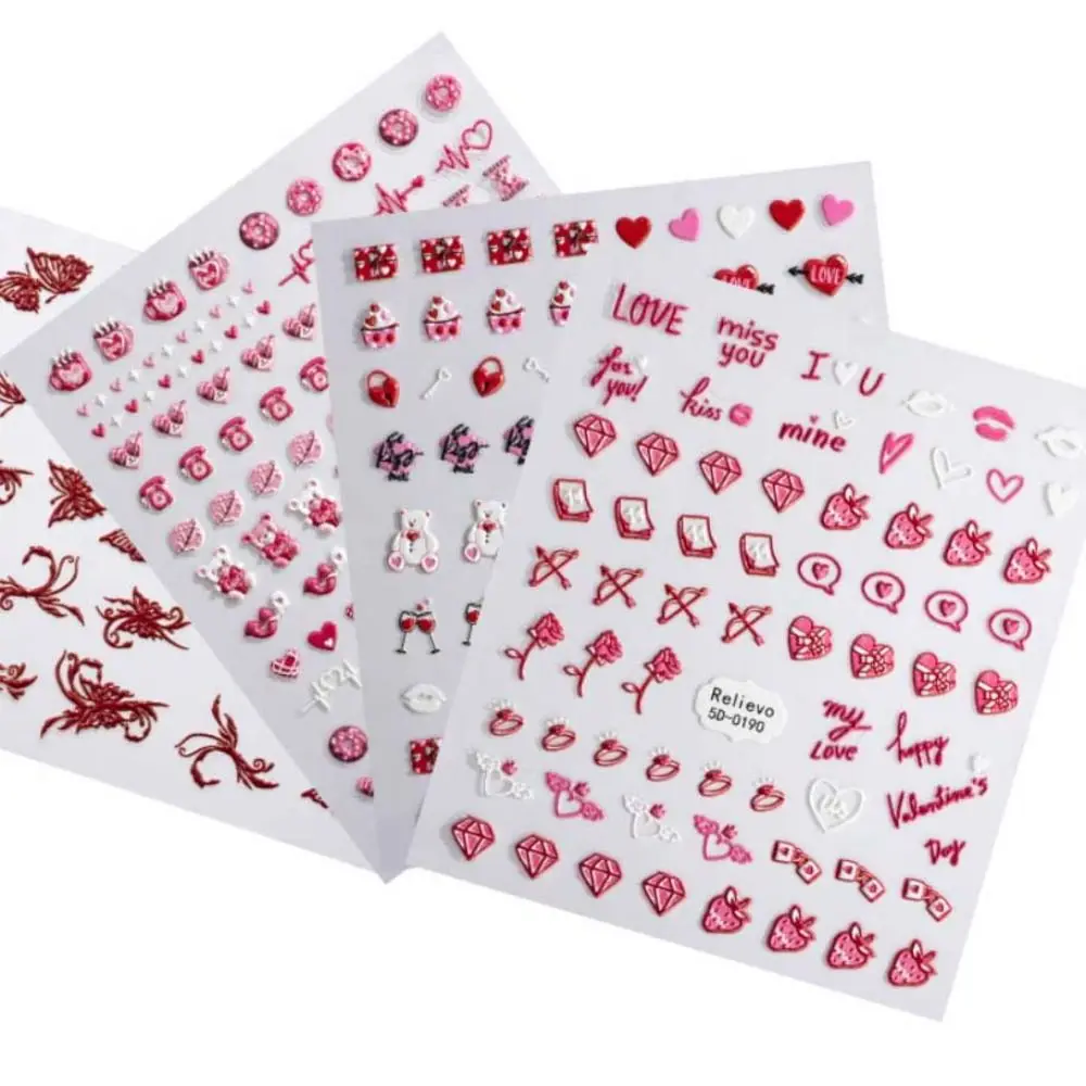 

Rose Flowers Valentine Day Nail Art Manicure Accessories Heart Nail Stickers Nail Art Decorations Rose Nail Decals